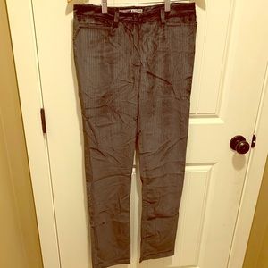 Grey striped velvet trousers